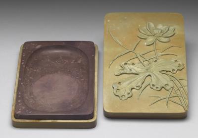 图片[2]-Songhua inkstone with lid featuring lotus flower, Qing dynasty, Qianlong reign (1736-1795)-China Archive